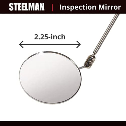 Steelman 29-Inch Telescoping Auto Inspection Mirror, Durable Steel, Articulating 3.25-Inch Round Mirror, Contoured Grip - size: 29 inches