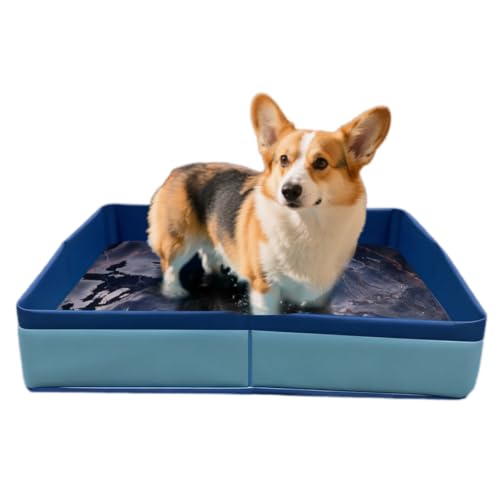 Collapsible Reptile Bathtub Pool Foldable Pet Pool (20/20/4 Inch, Square) | Blue Portable Pet Wading Pool Small Dog Swimming Pools Folding Cat Dog Pool for Indoor Outdoor Camping Picnic Backyard