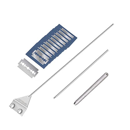 HOTOOLME Aquarium Scraper, 25.6" Stainless Steel Scraper Cleaning Razor with 10 Blades for Glass Aquarium Fish Tank | Long Handle, Aquarium Razor Blade Scraper, Fish Tank Cleaner, Aquarium Glass Cleaning Tools for Glass Aquariums