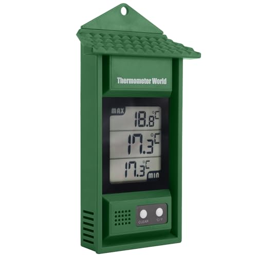 Digital Max Min Thermometer - Monitor Max and Min Temperatures | Handy Greenhouse Thermometer Garden Accessories Easily Wall Mounted Maximum Minimum