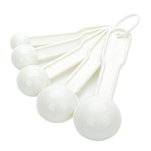 5 in 1 White Plastic 1g 2.5g 5g 10g 15g Measuring Spoons Set Kitchen Baking Tools - color: White