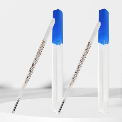 ℉ Oral Thermometer for Adults and Kids 2PCS - Glass Thermometer for Rectal Temperature - Accurate Easy Reading - AiBi TECH
