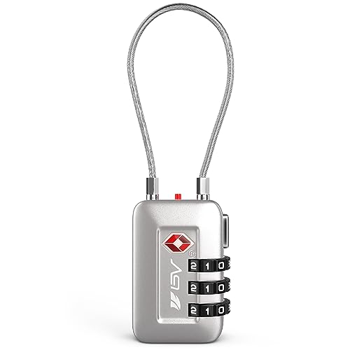 TSA Accepted Luggage Travel Lock, Set-Your-Own Combination Lock for School Gym Locker, Luggage Suitcase Baggage Locks, Filing Cabinets, Toolbox, Case (Silver, 1 Pack) - color: Silver 1-Pack
