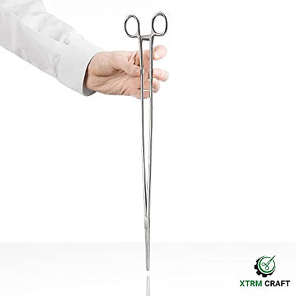 Pean Hemostat Straight and Curved Multipurpose Locking Tweezer Clamps Serrated, Stainless Steel - Hemostats for Nurses, Fishing Forceps, Crafts and Hobby - style: Straight