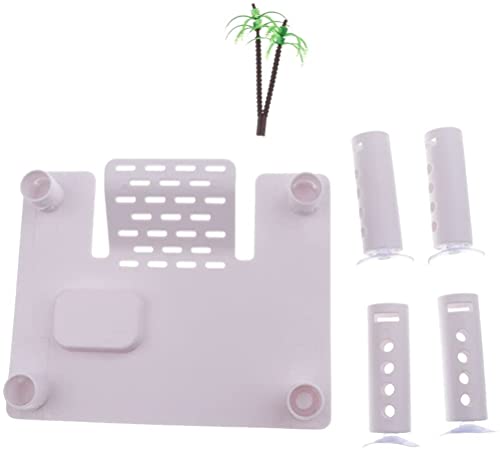 Floating Turtle Basking Platform, Turtle Pier Resting Basking Platform Tortoise Ramp Reptile Ladder Terrace with Feeding Box, Fish Tank Aquarium Floating Climbing Island Dock