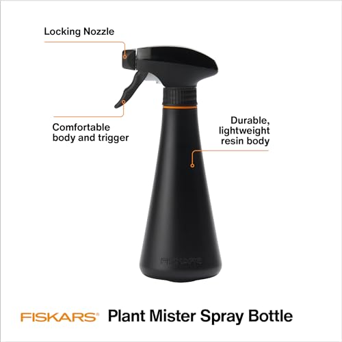 Fiskars 10oz Plant Mister Spray Bottle for Indoor Plants, Black | Gentle, Fine Water Mist for Hydrating Orchids & Ferns, Lightweight Recycled Plastic, Ergonomic Trigger with Locking Nozzle - size: Mister