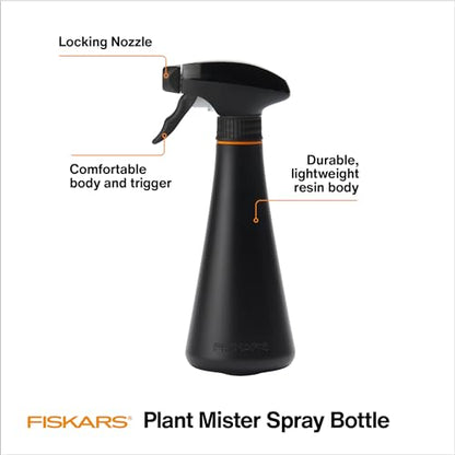 Fiskars 10oz Plant Mister Spray Bottle for Indoor Plants, Black | Gentle, Fine Water Mist for Hydrating Orchids & Ferns, Lightweight Recycled Plastic, Ergonomic Trigger with Locking Nozzle - size: Mister