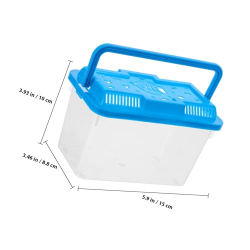 Small Turtle Tank with Lid and Plastic Aquarium Box Portable Handheld Fish Bowl for Reptiles and Hamster Transport in Medium Blue with Fish Pattern