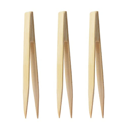 Bamboo Tweezers Anti Static 5.9" (Packs of 3) for Art, Craft, Gold Leaf Sheet, Gold Flake, Foil, Reptile Feeding Tongs - color: Bamboo Tweezers