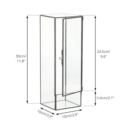 NCYP Closed Glass Terrarium with Door - 3.9x3.9x11.8 Inches Rectangular Tall Planter Box for Fern, Succulent Plants, Home Garden Tabletop Decor, Handmade (Terrarium Only) - size: 3.9x3.9x11.8 inches