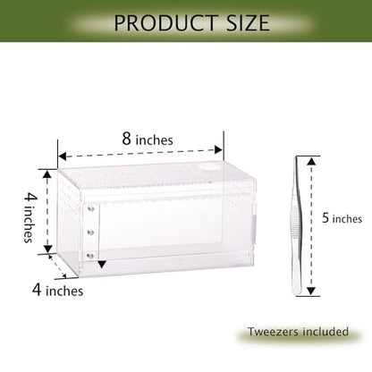 Acrylic Terrarium for Reptiles & Spiders – Small/Medium/Large Leak-Proof Enclosure (Horizontal/Vertical) | Ideal for Tarantulas, Jumping Spiders, Frogs & Geckos(Small, Horizontal) - size: Small