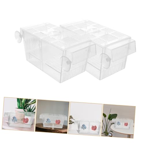ORFOFE 4pcs Self-Floating Fish Fry Incubator Aquarium Breeding Box Betta Fish Separator Breeding Separator Reptile Box