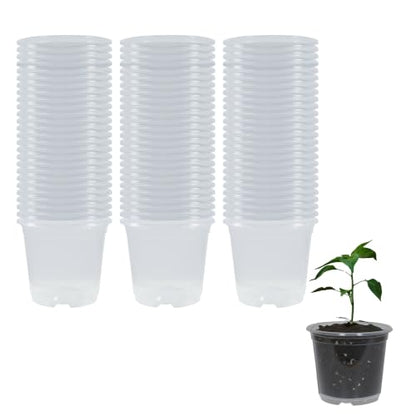 80 Pack 4 Inch Clear Nursery Pots with Drainage Plant Pots for Plants Transparent Potting Containers for Plants Seeding Starter Pot(Clear, 4 Inch 80 Pcs) - size: 4 Inch 80 Pcs