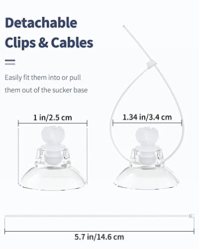 Pawfly 40 Pack Aquarium Suction Cups with Clips and Adjustable Zip Ties Cables Fish Tank Tools for Binding Moss Holding Airline Tubing Decorations Shrimp Nests and Reptile Hammocks - size: 40 Pack