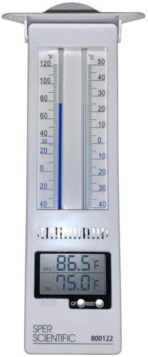 Sper Scientific Analog & Digital Min/Max Thermometer 800122 - Accurate Temperature Tracking, Weather-Resistant Design, Dual Display for Indoor & Outdoor Use, Ideal for Greenhouses, Labs & Food Storage - size: 1 Pack