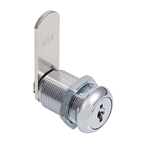 Cabinet Cam Locks Keyed Alike, 1” Cylinder Cam Locks for Tool Box RV Compartment Mailbox Vending Machine Drawer File Cabinet, Fits 3/4” Max Panel Thickness, Chrome Finish with 3 Cams and 2 Keys - size: 1 Inch