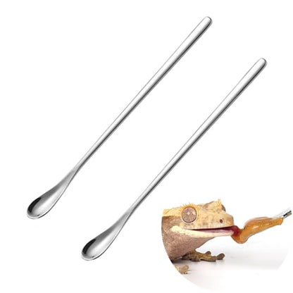 2Pcs Crested Gecko Feeding Spoon, Reptile Powder Food Mixing Spoon | Food Grade Mini Spatula, Soft Tip for Powder Fruit Mixing, Fits Gecko Lizard Bearded Dragon Reptile - size: 0.5 Ounce (Pack of 2)
