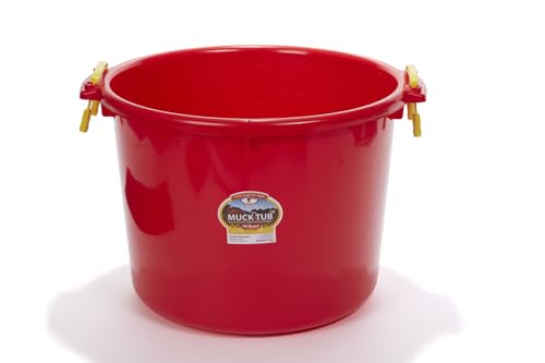 Little Giant® Plastic Muck Tub | Durable & Versatile Utility Bucket with Handles | Muck Bucket | Durable Handles | 70 Quart | Red - color: Red, size: 70 quart