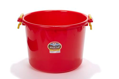 Little Giant® Plastic Muck Tub | Durable & Versatile Utility Bucket with Handles | Muck Bucket | Durable Handles | 70 Quart | Red - color: Red, size: 70 quart