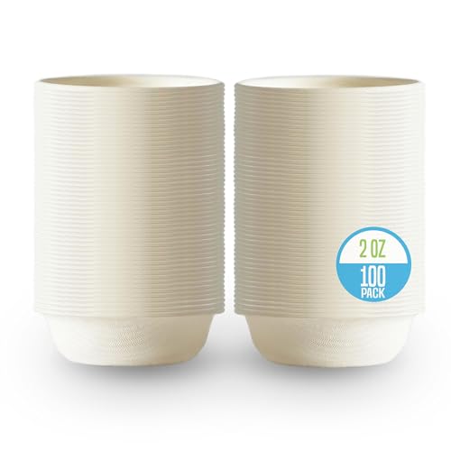 JOR Pet Food and Water Cups, No More Soaking Dishes, Fits on Slim Ledges, No Food Leftover, No Plastic Leftover, Add to Compost or Isopod Tub, Suitable for Gecko Tanks (2 oz, 100 Pack)