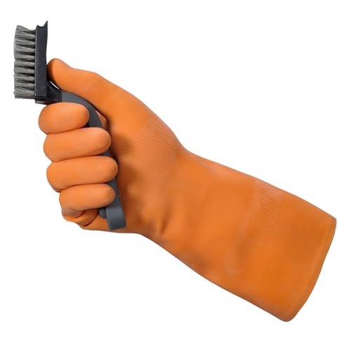 Mr Clean Ultra Grip Heat-Resistant Reusable Gloves with Soft Cotton Flock Lining, Orange, Medium - size: Medium (Pack of 1)
