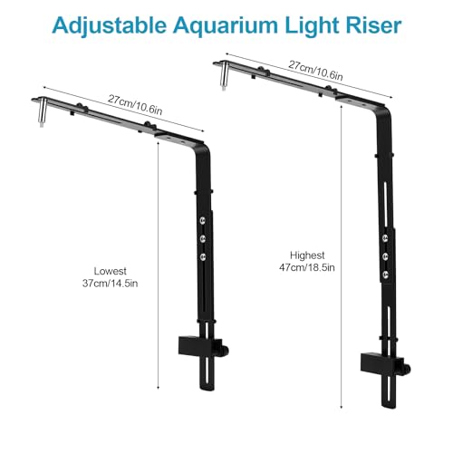 Adjustable Aquarium Light Bracket, Suitable for 13mm Aquarium Walls, Black | Universal Aquarium Light Stand, Fits for Reptile, Fish Tank LED, Plant Lamps, 2.8mm Thick Aluminum Alloersal
