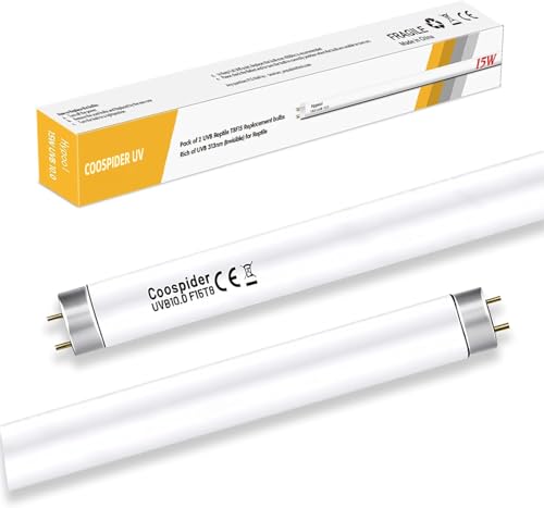 COOSPIDER UV 2-Pack UVB UVA Reptile Light 10.0 Bulb, 15W 18inch T8 Fluorescent Desert Lamp, UVA for Bearded Dragon Tortoise Reptile & Amphibian (T8 15W 18inch 10.0 Bulb G13) - style: T8/15W (18In Replacement Bulb*2)