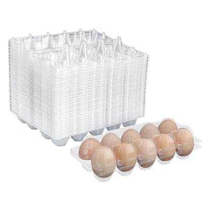 98 Pack Bulk Egg Cartons, Clear Plastic Chicken Egg Holders, Egg Tray Carton Holder for Home & Kitchen, Farm & Market Use, An Eco-Friendly Egg Storage Solution, 10 Grids(Medium Size) - size: 98 Pack Egg Cartons 10 Grids