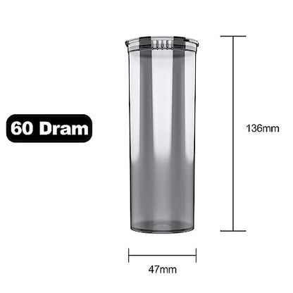 60 Dram CR Plastic Packaging Pop Top Containers - Child Resistant Travel Holder Vial Bottles - 75 qty (Smoke) - color: Smoke