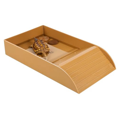 Balacoo Reptile Comfortable Environment Large Plastic with Built-in Ramp Bathing Pool Turtle-Shaped Water Dish Spacious Reptile Soaking Platform Turtle Habitat Accessory
