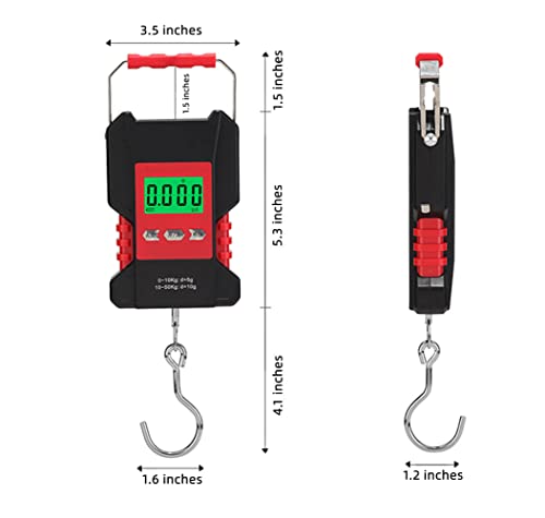 Klau Portable Rechargeable Fish Scale Luggage Scales 50 kg / 100 lb | Heavy Duty, Waterproof, Measuring Tape, Home Farm Hunting Outdoor