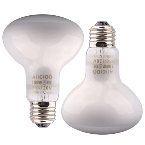 Aiicioo Reptile Basking Light Bulb - 100W Reptile Heat Lamp 2 Pack UVA Daylight Amphibians Basking Bulb for Bearded Dragon Turtle Hermit Crab Gecko Lizard Daylight - color: ['White'], size: ['100W']