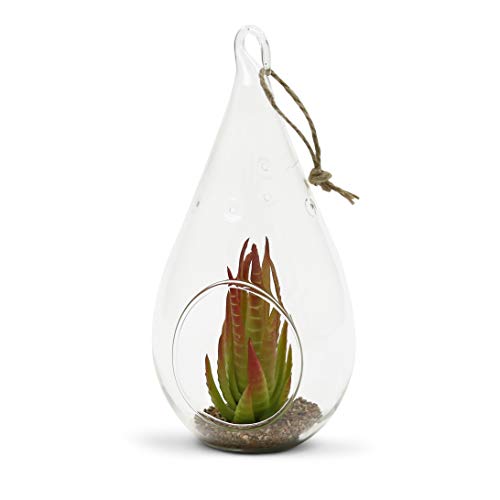 WGV Glass Hanging Plant Terrarium, Width 3.5", Height 7", Teardrop DIY Air Succulent Planter Clear Tea Light Votive Candle Holder, Wedding Event Office Home Outdoor Decor, 1 Piece - size: Teardrop M