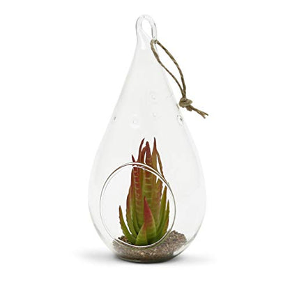 WGV Glass Hanging Plant Terrarium, Width 3.5", Height 7", Teardrop DIY Air Succulent Planter Clear Tea Light Votive Candle Holder, Wedding Event Office Home Outdoor Decor, 1 Piece - size: Teardrop M
