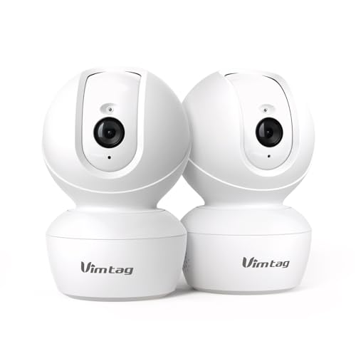 VIMTAG 4MP 5G Indoor Camera, Dog Camera with Speaker Pan 360° View, Cameras for Home Security Pet Baby with Motion Tracking Night Vision Phone App, 2-Way Audio, 24/7 SD & Cloud Storage,w/Alexa, 2Pack - color: White,4MP,2Pack