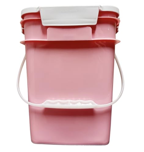 4 Gallon Square Food Grade Bucket Pail with Plastic Handles and Lid (Pack of 3) Made in USA containers (Pink/Magenta/Purple - White lids) - color: Pink/Magenta/Purple - White Lids