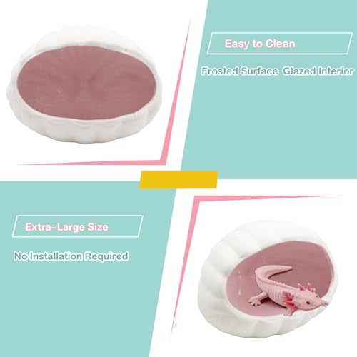 Axolotl Hide Shell Cave, Ceramic Shell-Shaped Fish Tank Hideout, Aquarium Decor Shelter for Small Pet Frog Fish Betta Playing or Hiding Tank Décor, Pink