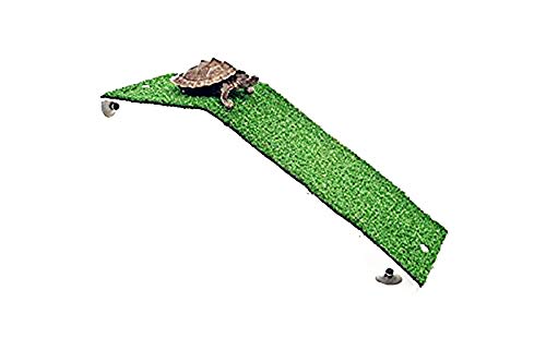 XMHF Artificial Turtle Ladder Basking Platform Aquarium Fish Tank Plastic Grass Animal Reptile Pier Green TL20 - size: TL20