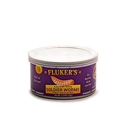 Fluker's Gourmet Canned Food for Reptiles, Fish, Birds and Small Animals, Soldier worms, 1.2 oz - size: 1.2 Ounce (Pack of 1), style: Soldierworms