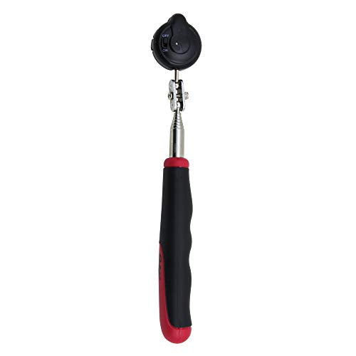 Ullman Devices HTE-LT2 Round Inspection Mirror - Swivel Free LED Telescopic Mirror with Quick Release Tab, Stainless Steel Handle - size: Diameter: 1-3/8", Length: 6-1/2" to 35"