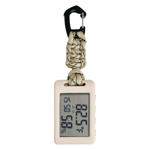 Portable Mini Thermometer,Digital Hygrometer Humidity Meter | Monitor Temperature Humidity,Display Time Date,Hourly Chime,10s Fast Refresh,Thermometer for Camping Hiking Travel