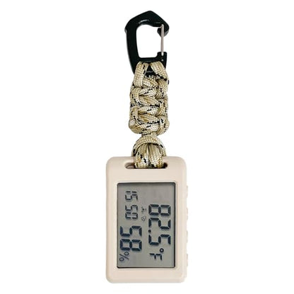 Portable Mini Thermometer,Digital Hygrometer Humidity Meter | Monitor Temperature Humidity,Display Time Date,Hourly Chime,10s Fast Refresh,Thermometer for Camping Hiking Travel