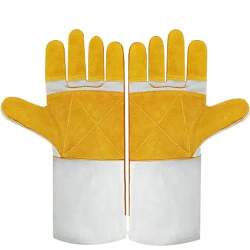 Animal Handling Gloves 36cm/14.17inReinforced Leather Gloves For Dog Training,Cat,Falcon,Reptile,Welding-Gloves - color: Gray-