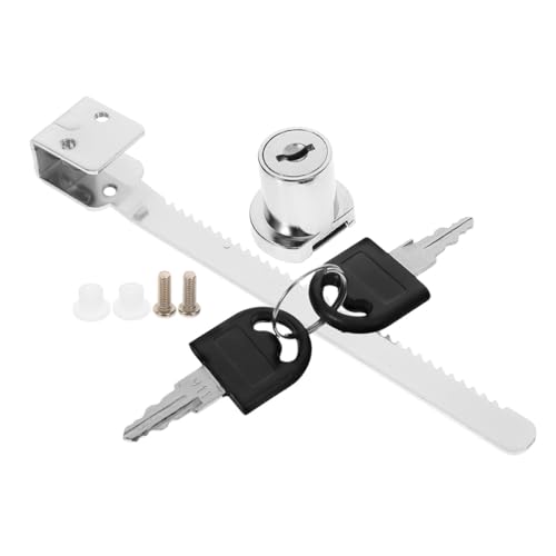 Sliding Glass Door Lock Ratchet with Keys, Chrome Finish Sliding Door Locks for Display Cabinets and Terrariums, with Screws and Accessories for Furniture Hardware