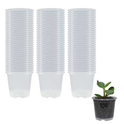90 Pack 3 Inch Clear Nursery Pots with Drainage Plant Pots for Plants Transparent Potting Containers for Plants Seeding Starter Pot(Clear, 3 Inch 90 Pcs) - size: 3 Inch 90 Pcs