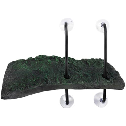Turtles Basking Platform, Adjustable Floating Turtle Pier for Aquatic Tank, Resin Rock with Strong Suction Cups, Non Slip Surface, Reptile Ramp for Turtle Frog Newt Climbing, 11 x 4.7 in