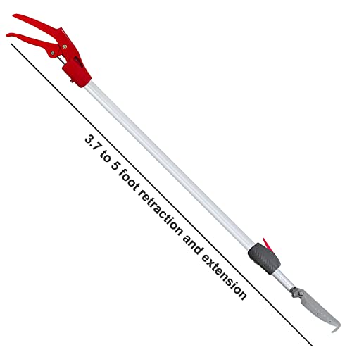 3.7-5 FT Snake Grabber Telescopic with Hooks, Rattle Snake Catcher Tool, Long Handle Reptile Wide Jaw Tongs
