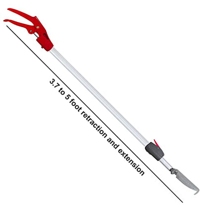 3.7-5 FT Snake Grabber Telescopic with Hooks, Rattle Snake Catcher Tool, Long Handle Reptile Wide Jaw Tongs