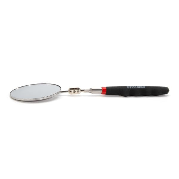 Steelman 29-Inch Telescoping Auto Inspection Mirror, Durable Steel, Articulating 3.25-Inch Round Mirror, Contoured Grip (Case of 10) - size: 29 inches (Case of 10)