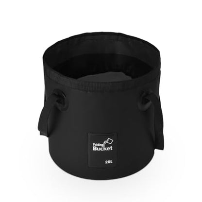 Collapsible Bucket Water Container with Handle - 5 Gallon 20L Multifunctional Portable Wash Basin - Foldable Water Bucket for Camping Fishing Hiking Gardening Car Washing&Outdoor Use (Black) - color: Black